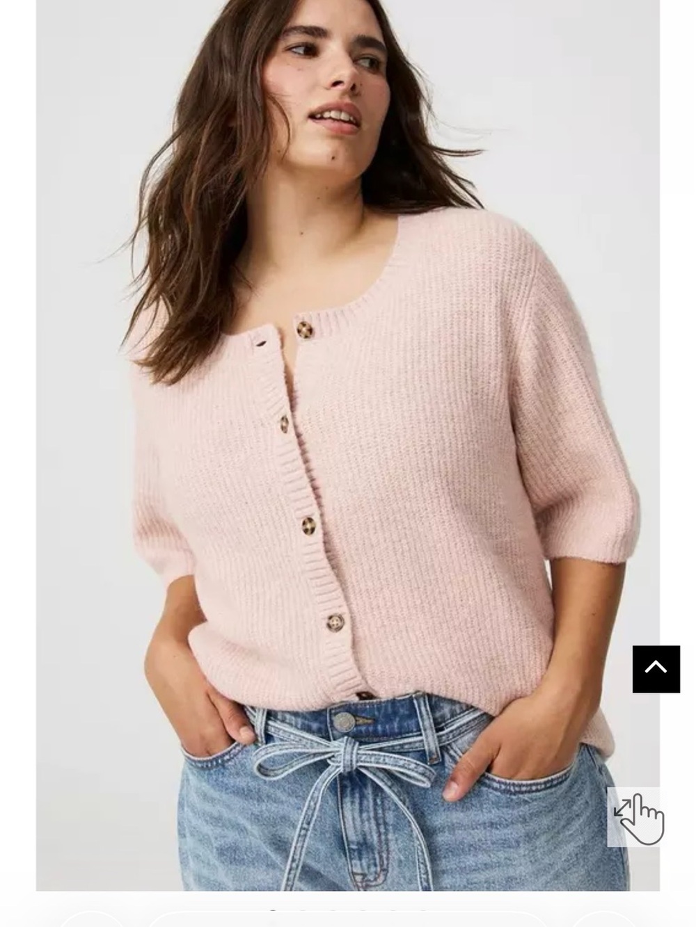 Vegan Cashmere Crew Cardigan in Blush